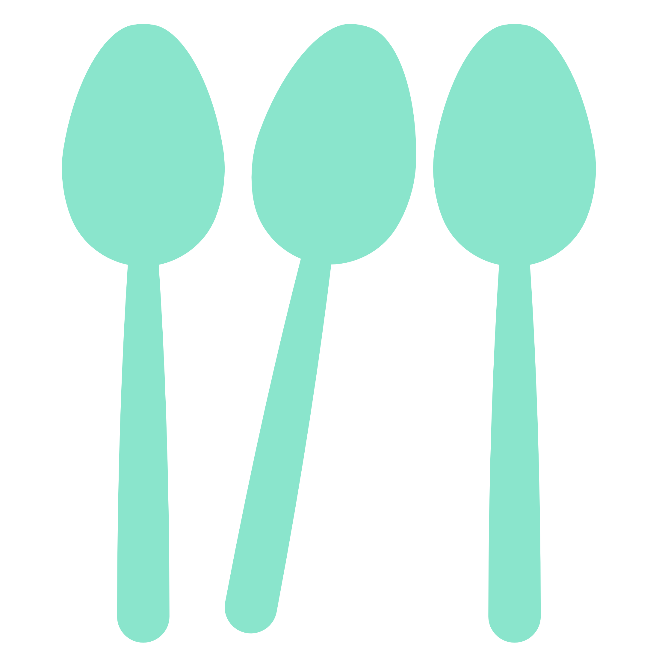 flat icon of three spoons in mint green