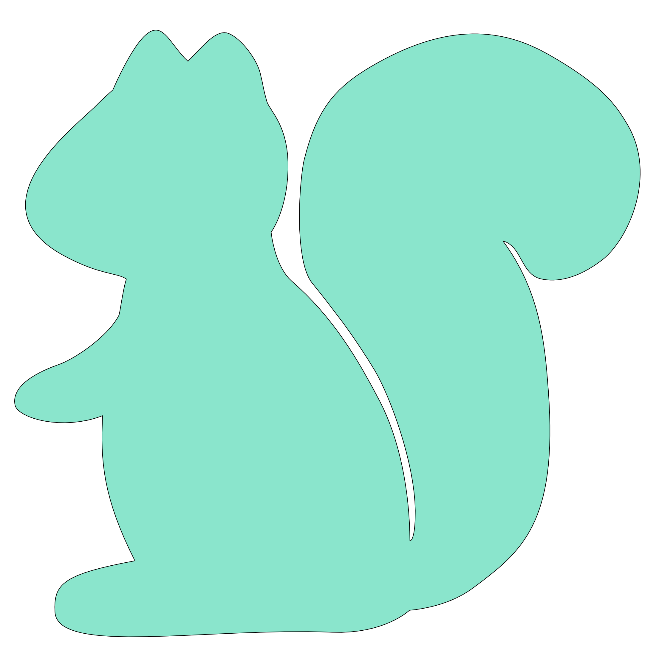 flat icon of a squirrel in mint green